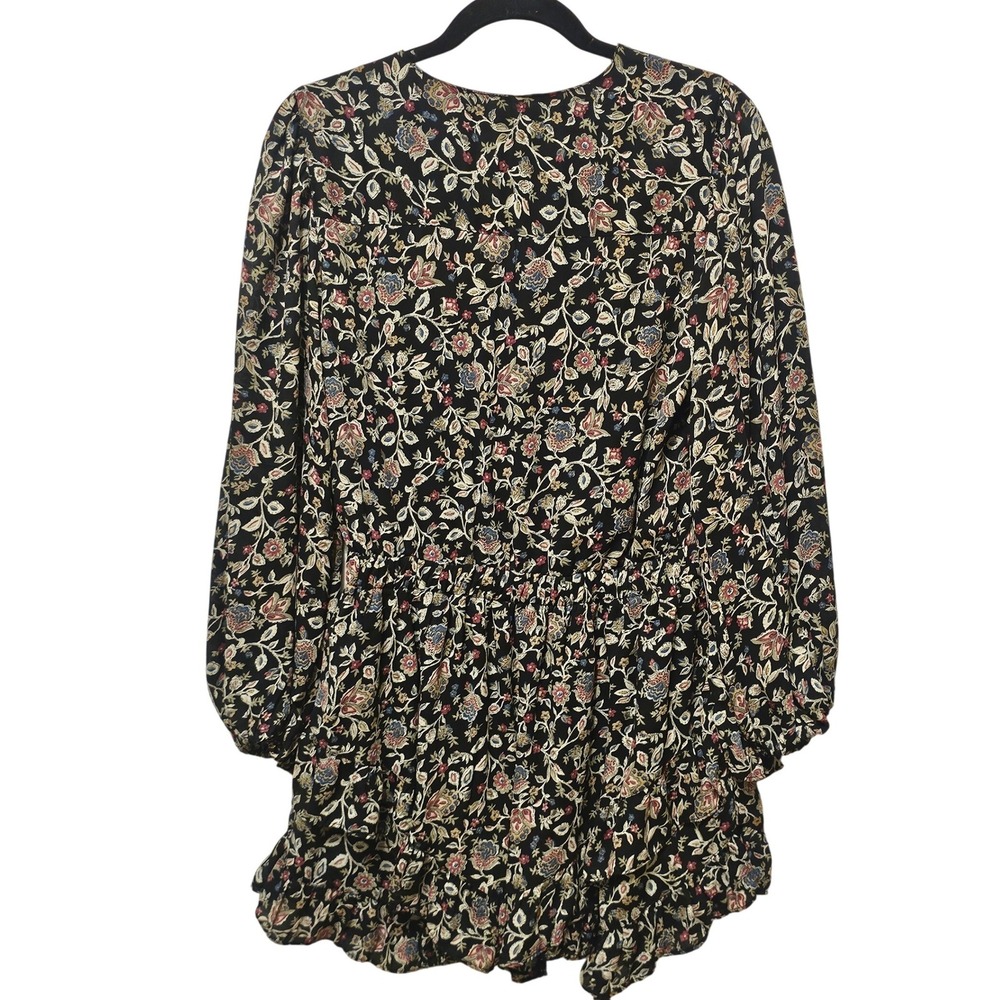 Abercrombie & Fitch Womens Floral Paisley V-Neck Ruffle Mini Dress Black Medium - Picture 6 of 6